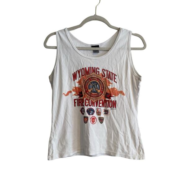 Y2K Wyoming State Fire Convention Tight Stretchy Ribbed Tank Top Sz Medium - Picture 1 of 16